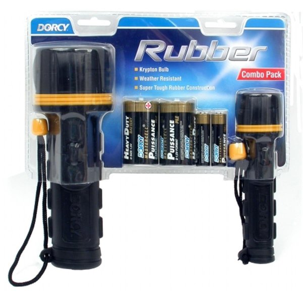 Dorcy 2 Count 2 D  2 AA Rubber Flashlight Combo With Batt 415982